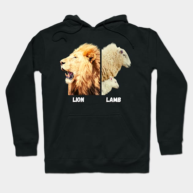 Fierce lion and gentle lamb with mother Hoodie by Blue Butterfly Designs 